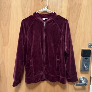 DKNY Burgundy Velvet Bomber Jacket